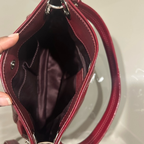 Coach Red Patent Leather Shoulder Bag with Silver Hardware - Picture 4 of 4